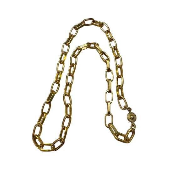 Gold Tone Chain Necklace, 16”, Paperclip Chain, NEW, Handmade - Picture 3 of 4